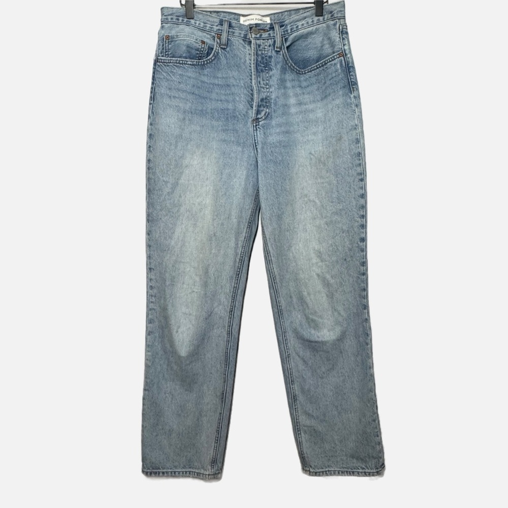 Denim Forum Joni High rise loose fit Light Blue Straight Jeans 29L long aritzia